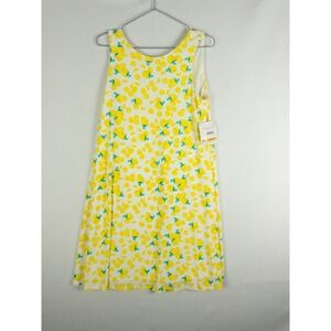 NWT Pappagallo Lemon Print Sleeveless Swing Dress Womens S White Yellow Coastal